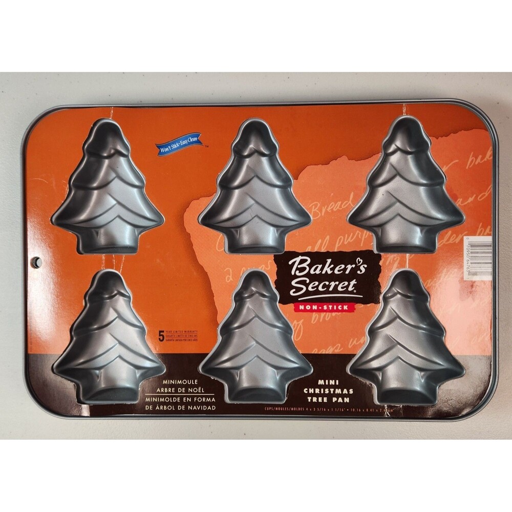 Bakers Secret Mini Christmas Tree Cake Brownie Pan Brand New Non Stick